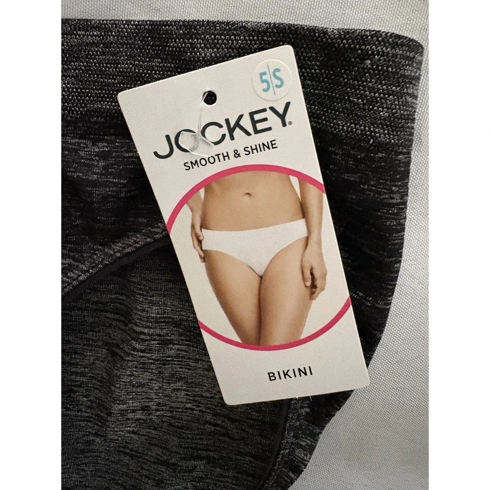 NEW Jockey Smooth and Shine Heathered Black Bikini 2 Pair Women's Size 5 Small